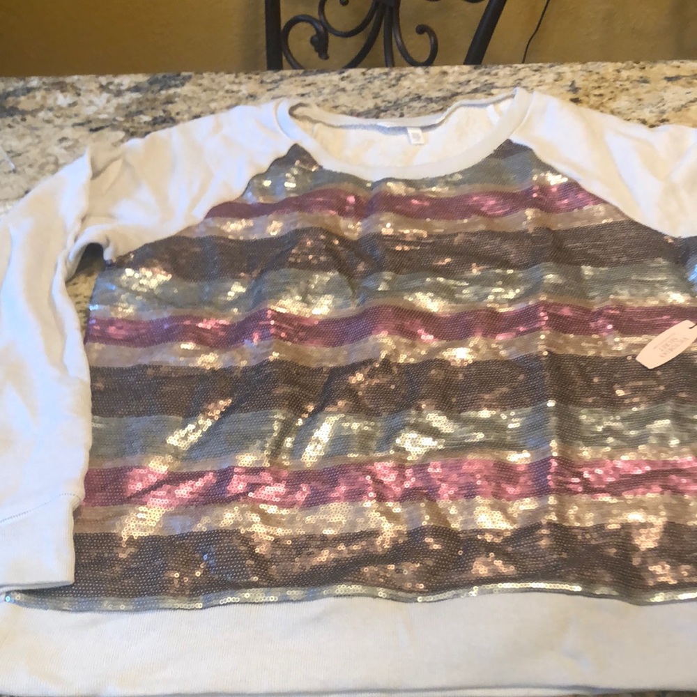 Victoria Secrets large sequin sweat shirt! Brand new!